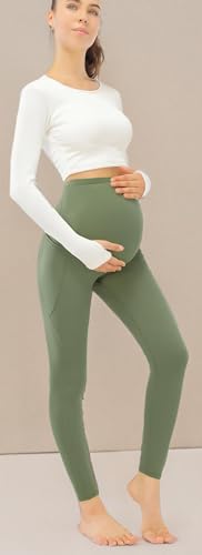 JOYSPELS Smooth Feeling Maternity Leggings Over The Belly with Pockets Workout Pregnancy Leggings