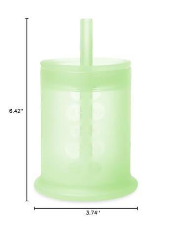 Olababy Silicone Training Cup with Straw Lid | Babies Water Drinking Cup | 6+ Mo Infant To 12-18 Months Toddler | Sippy Cup For Kids & Smoothie Cup | Baby Led Weaning (Mint, 5 oz)