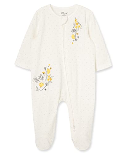 Little Me Clothes for Baby Girls' 100% Cotton Scratch-Free Tag Footie Sleeper, Preemie to 9 Months