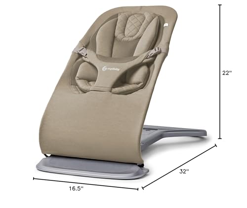 Ergobaby Evolve 3-in-1 Mesh Bouncer, Adjustable Multi Position Baby Bouncer Seat, Fits Newborn to Toddler, Grey Mesh