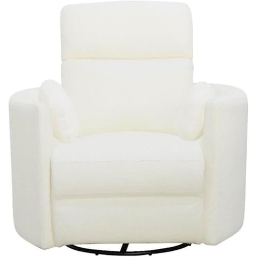 Pemberly Row Contemporary Fabric Swivel Glider Recliner in Ivory