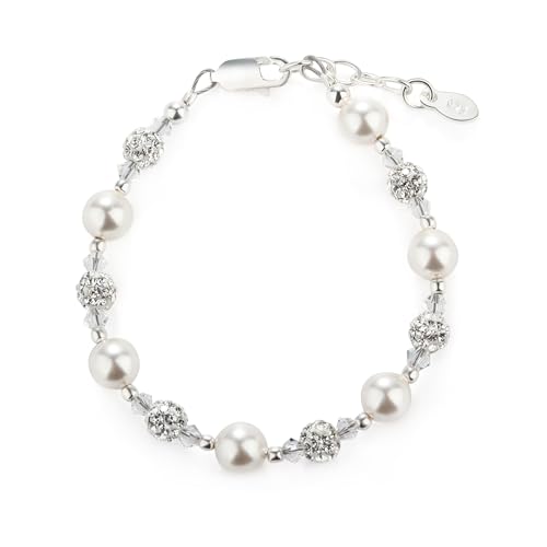 Cherished Moments Children's 14K Gold-plated or Sterling Silver Bracelet with Stardust Beads and Austrian Crystals for Babies, Infants, Toddlers, and Girls Jewelry Gifts