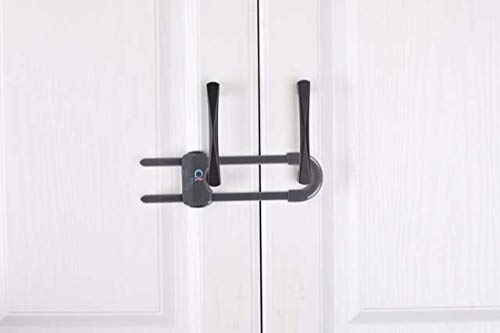 Baby Proofing Cabinet Locks | Adjustable U Shaped Baby Safety Latches for Drawers, Fridge, Closet |Modern Baby Proofing Cabinet Lock with Extra Secure Lock Buttons (Pack of 2, White)