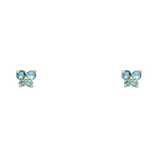 14k REAL Yellow Gold Butterfly Stud Earrings with Screw Back- 12 Different Color Available