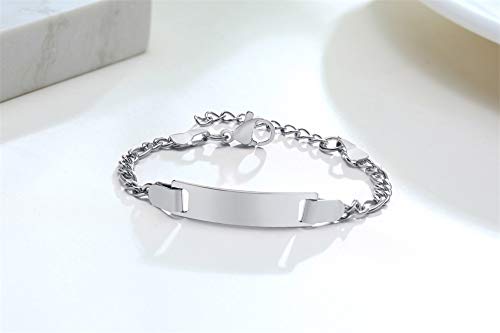 Personalized Baby Bar Bracelet : 18K Gold Plated Custom Name ID Plate Bracelet for Children Toddler from Mom, Engraved Kid Name for Daughter Son, New Born Birthday Gift,Adjustable,Nickel free