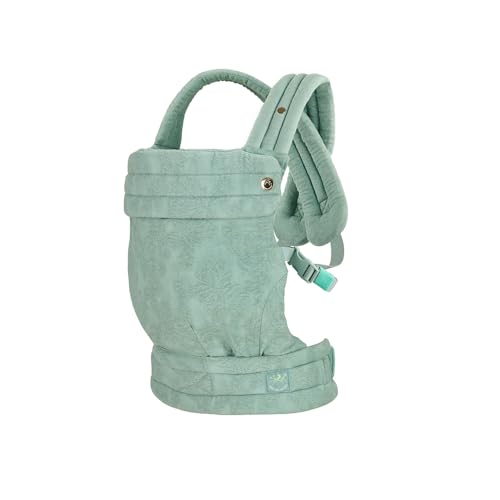 NEST BLANCHE Baby Carrier – Soft Cotton Linen Blend with Magnolia Jacquard Design, Adjustable and Ergonomic for Newborns and Toddlers (Teal)