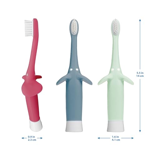 Dr. Brown's Infant-to-Toddler Training Toothbrush, Soft for Baby's First Teeth, Pink Elephant, 0-3 Years (Colors/Styles May Vary)