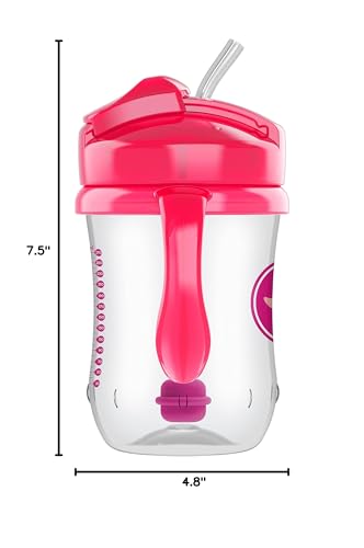 Dr. Brown's Milestones, Baby's First Straw Cup Sippy Cup with Straw, 6m+, 9oz/270ml, Coral, BPA Free