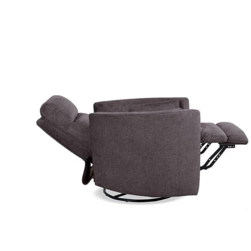 Pemberly Row Contemporary Fabric Swivel Glider Recliner in Ivory