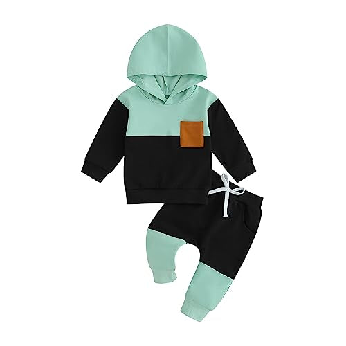 Infant Baby Boy Fall Winter Clothes Outfits Hooded Long Sweatshirt Pants Set Toddler Clothes 6 12 18 24 Months 2T