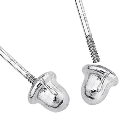 14k REAL Yellow OR White Gold Mouse Stud Earrings with Screw Back