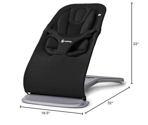Ergobaby Evolve 3-in-1 Mesh Bouncer, Adjustable Multi Position Baby Bouncer Seat, Fits Newborn to Toddler, Grey Mesh