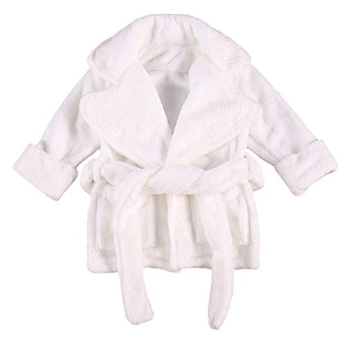 Qiylii Unisex Baby Plush Bathrobe Plain Kimono Gown Newborn Toddler Girls Boys Towel Robe Nightwear Clothes