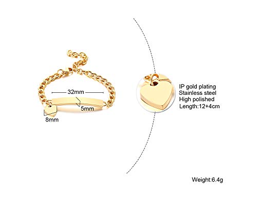 Personalized Baby Bar Bracelet : 18K Gold Plated Custom Name ID Plate Bracelet for Children Toddler from Mom, Engraved Kid Name for Daughter Son, New Born Birthday Gift,Adjustable,Nickel free