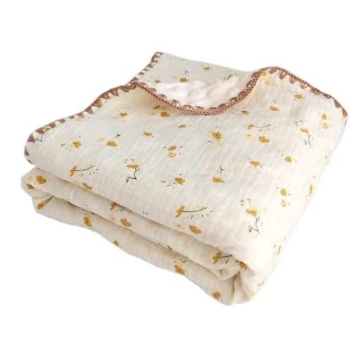Baby Soft Muslin Thick Blanket Cotton and Dotted Backing Double Layer Receiving Blanket 40"x40" Bunny