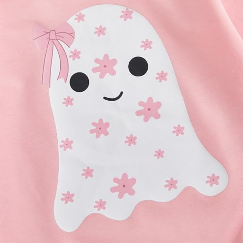 Newborn Boy Girl Halloween Outfit Flower Ghost Print Bodysuit Bow Sweatshirt Romper Halloween Clothes