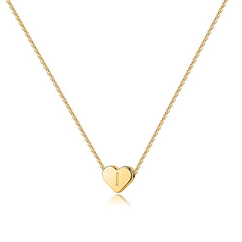 Turandoss Mothers Day Gifts for Mom Wife Women Girls - 14K Gold Plated Heart Pendant Letter Alphabet Necklace Tiny Initial Necklaces Heart Initial Necklace Gifts for Women Teens
