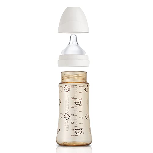 Grosmimi PPSU Baby Bottle, BPA Free (10oz Bear_Pure Gold)