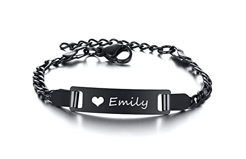 Personalized Baby Bar Bracelet : 18K Gold Plated Custom Name ID Plate Bracelet for Children Toddler from Mom, Engraved Kid Name for Daughter Son, New Born Birthday Gift,Adjustable,Nickel free