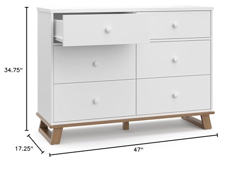 Storkcraft Modern Nursery Changing Table Dresser (White with White) – GREENGUARD Gold Certified, Dresser for Nursery, Changing Table With Drawers