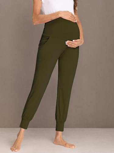 fitglam Women's Maternity Pants Over Belly Lounge Pajamas Clothes Pregnancy Must Haves Joggers with Pockets