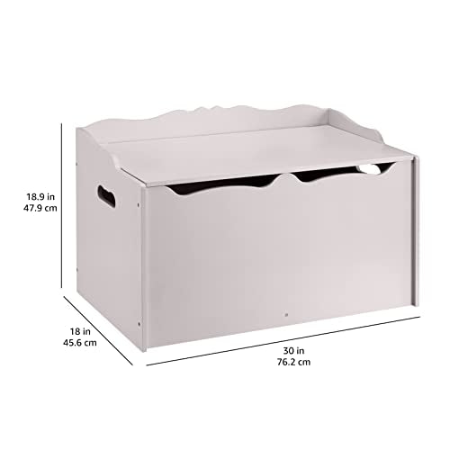 Amazon Basics Kids Toy Box, Wooden Organizer Storage Chest, Pink, 30" x 18" x 19"