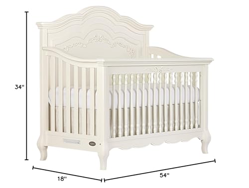 Evolur Aurora 5-in-1 Convertible Crib in Ivory Lace, Greenguard Gold Certified, Features 3 Mattress Height Settings, Sturdy and Spacious Baby Crib, Wooden Furniture