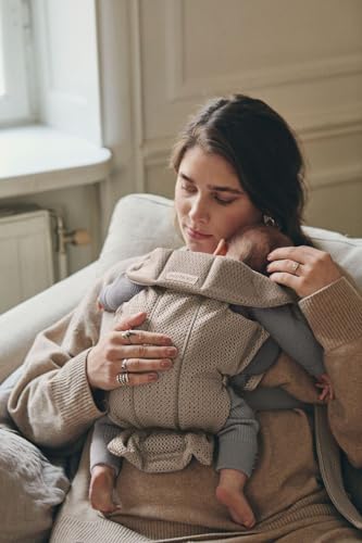 BabyBjörn Baby Carrier Mini, 3D Jersey, Light Beige | Newborn Carrier (7-25 lbs), Ergonomic, Easy-to-Use
