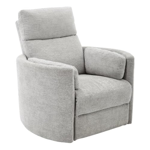 Pemberly Row Contemporary Fabric Swivel Glider Recliner in Ivory