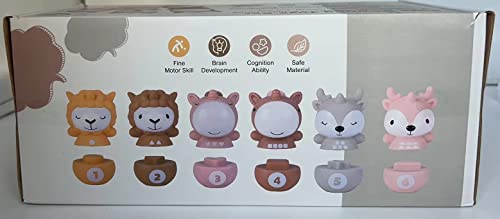 Nueplay 13 Pcs Building Circle & Blocks, Stacking & Nesting Baby Toys with Horse Figure, Newborn Essentials Squeeze Teething Toy Gifts for 6 12 18 Months Baby Toddler Girls