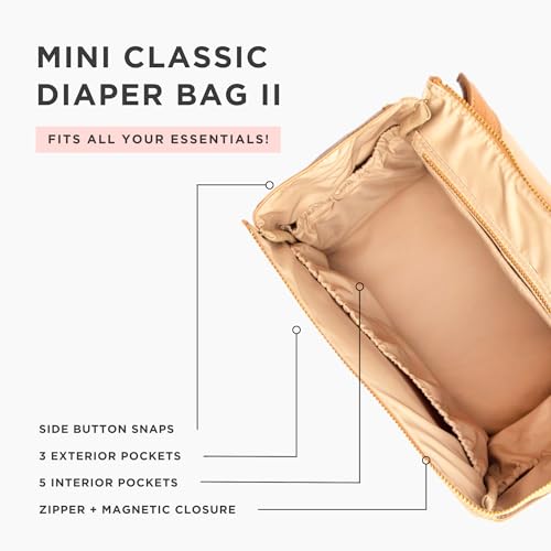 Freshly Picked Mini Classic Diaper Bag Backpack, Vegan Leather Baby Diaper Bag, Backpack Diaper Bag for Women (Aspen)