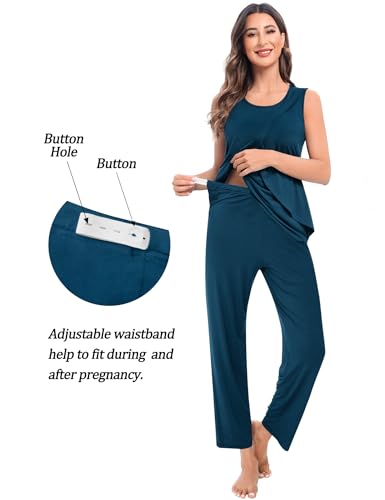 SWOMOG Maternity Nursing Robe Set 3 PCS Postpartum Breastfeeding Pajamas Hospital Pregnancy Pjs Double Layer Lounge Set