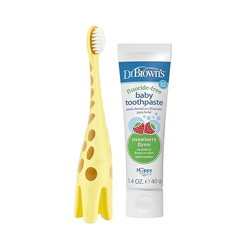 Dr. Brown's Infant-to-Toddler Training Toothbrush, Soft for Baby's First Teeth, Pink Elephant, 0-3 Years (Colors/Styles May Vary)