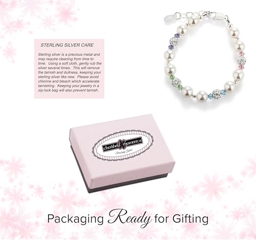 Cherished Moments Children's 14K Gold-plated or Sterling Silver Bracelet with Stardust Beads and Austrian Crystals for Babies, Infants, Toddlers, and Girls Jewelry Gifts