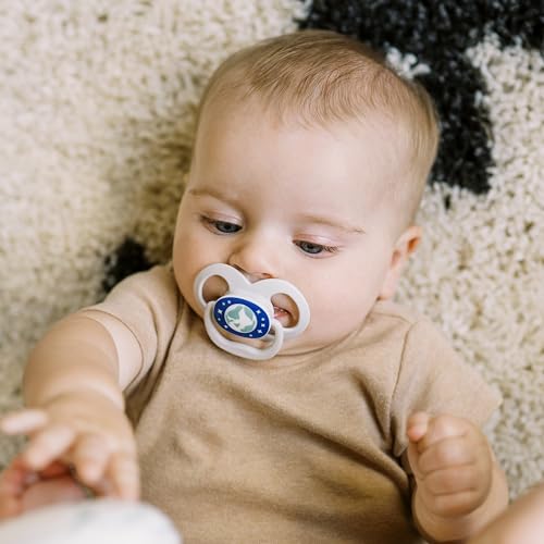 Dr. Brown's Advantage Glow-in-the-Dark Baby Pacifier, Fully Symmetrical Soother with Soft Silicone Bulb, Scooter Squirrel-Purple Nature, 6-18m, BPA Free, 4 Pack