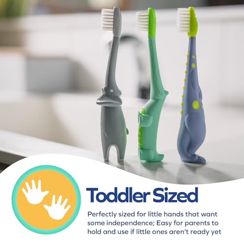 Dr. Talbot's Toddler Training Toothbrush and Natural Kids Toothpaste with Citroganix - 1.6 oz - Fluoride-Free Toothpaste and Toddler Toothbrush - 6+ Months - Alligator
