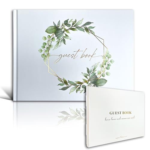 Mr&MrsGifts Elegant Wedding Guest Book Wedding Reception Hard Cover Guest Sign in Book for Bridal and Baby Shower(Garland)
