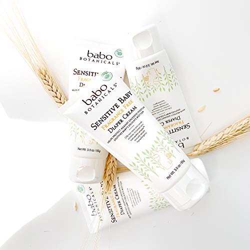 Babo Botanicals Sensitive Baby Fragrance-Free Diaper Cream - 25% Natural Zinc Oxide - Calendula, Shea & Cocoa Butter - EWG Verified - Vegan- from Birth on - 1 or 2 Pack Tube - 6oz Jar