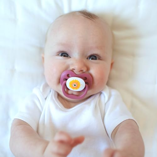 Dr. Brown's Advantage Glow-in-the-Dark Baby Pacifier, Fully Symmetrical Soother with Soft Silicone Bulb, Lavender Love-Coral Ocean, 0-6m, BPA Free, 4 Pack