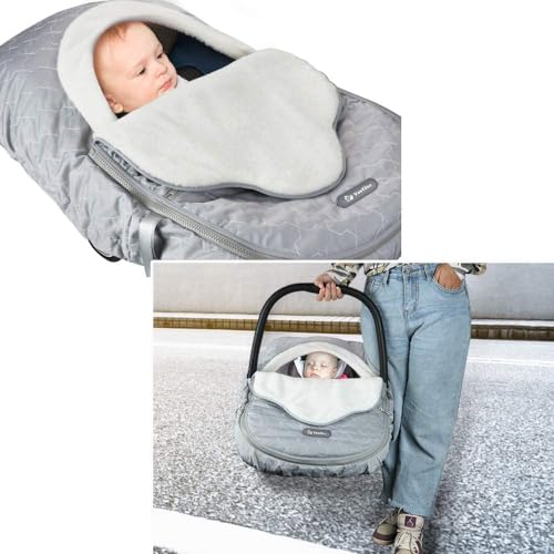 Yoofoss Baby Car Seat Cover Winter Carseat Canopies Cover to Protect Baby from Cold Wind, Super Warm Plush Fleece Baby Carrier Cover for Infant Boys Girls (Pink)