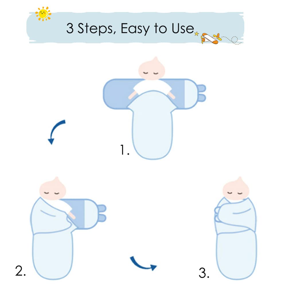 Baby Swaddle Sleep Sack with Hat Set for 0-3 months 3-Pack Soft Cotton Newborn Wearable Swaddle Wrap for Girls Boys