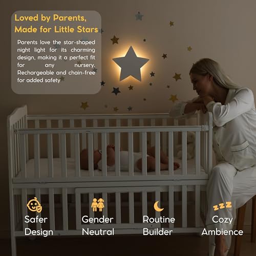 Cloud Lamp (Pack of 1) with Nursery Wall Decals - Baby Night Light - Cloud Nursery Decor - 3 Levels Dimmer - Rechargeable - Baby Room Decor - Nursery Lighting