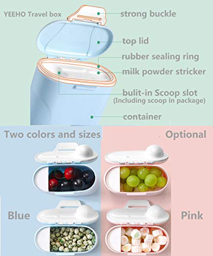 Travel Infant Formula Dispenser Box with Scoop, Portable Baby Dry Milk Powder Food Container with Spoon Airtight Storage Easy go Parents Choice Sealed Flour Case,Pink
