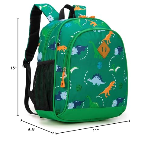 Toddler Backpack for Boys, 12 Inch Kids Dinosaur Backpack for Preschool or Kindergarten, Black