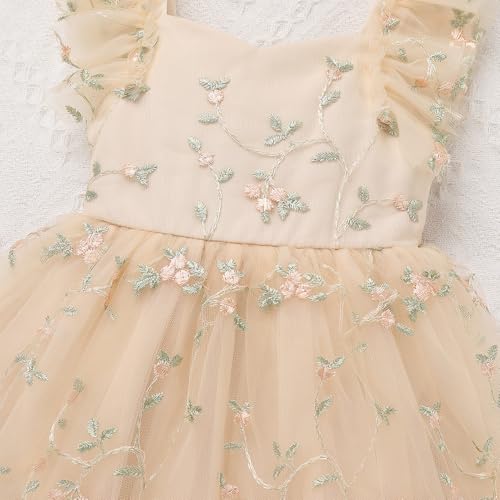 IDOPIP Floral Embroidered Baby Girl Romper Tutu Dress Princess Tulle Jumpsuit Headband Cake Smash 1st Birthday Party Outfit