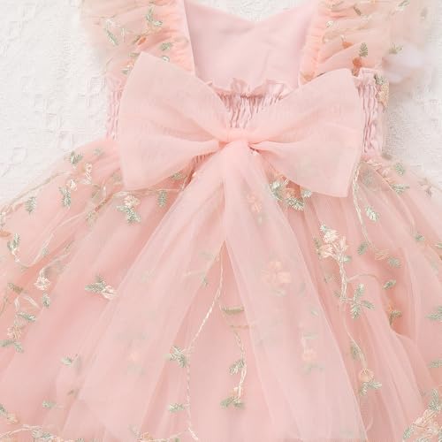IDOPIP Floral Embroidered Baby Girl Romper Tutu Dress Princess Tulle Jumpsuit Headband Cake Smash 1st Birthday Party Outfit