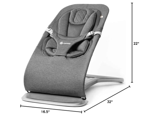 Ergobaby Evolve 3-in-1 Mesh Bouncer, Adjustable Multi Position Baby Bouncer Seat, Fits Newborn to Toddler, Grey Mesh