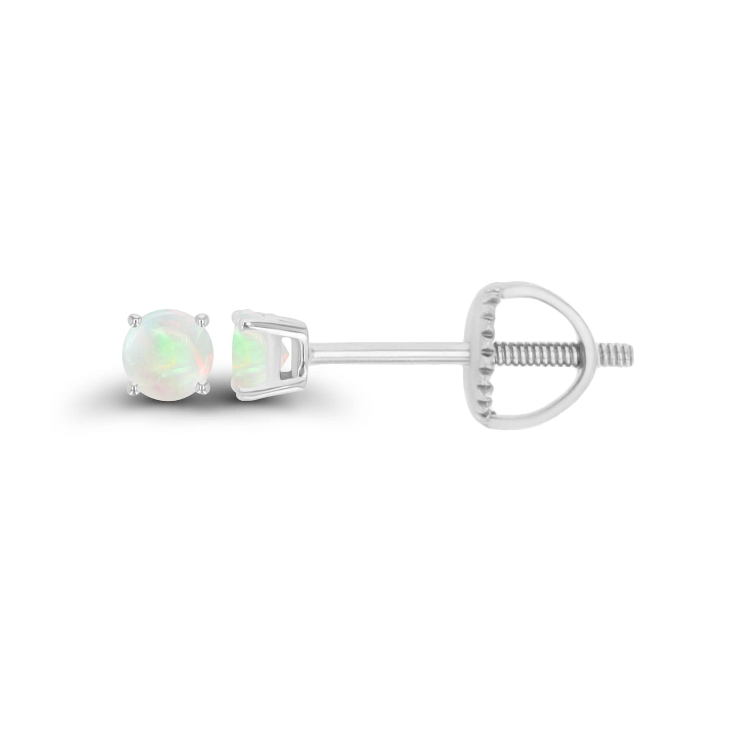 14K Gold Plated 925 Sterling Silver Hypoallergenic 3mm Round Genuine Birthstone Solitaire Screwback Stud Earrings