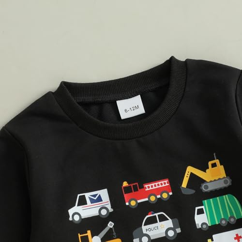 Fernvia Baby Boy Fall Winter Clothes Toddler Kids Solid Outfits Vehicle Long Sleeve Sweatshirt Tops + Joggers Pants Set