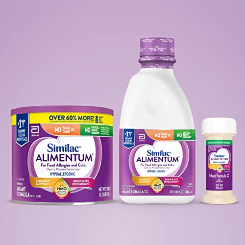 Similac Alimentum with 2'-FL HMO Hypoallergenic Infant Formula, for Food Allergies and Colic Due to Protein Sensitivity, Ready-to-Feed Baby Formula, 8-fl-oz Bottle, Pack of 24